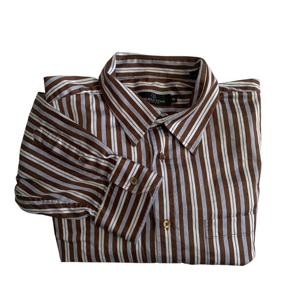 Bugatchi Uomo Men's Size XL Button Down Striped Long Sleeve Shirt - Picture 1 of 16